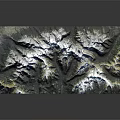3D Garden Landscape Model Showcasing Mountain Ranges Vegetation and Water Bodies