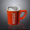 Red Nescafe Brand Mug With Logo For Essential Daily Life Use