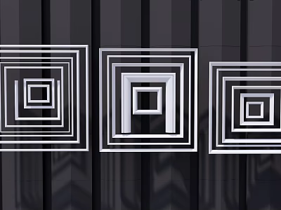Gypsum Molding Three Different Designs Square Nested Structure Dark Wall Background 3d model