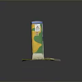 Colorful Graffiti Elephant On Wooden Board With Yellow Green Pink Orange Background And Grass Base