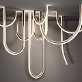 Modern Unique Chandelier With Artistic Metal Curves And Soft Lighting For Stylish Interior Design