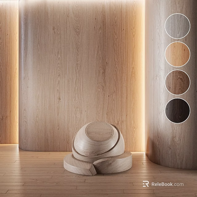 Elegant Wooden Component With Stacked Structure And Circular Decor On Wood Textured Wall 3d model 