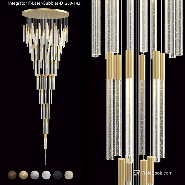 Modern Gold and Crystal Chandelier with Vertical Pendants for Interior Design 3d model 