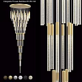 Modern Gold and Crystal Chandelier with Vertical Pendants for Interior Design