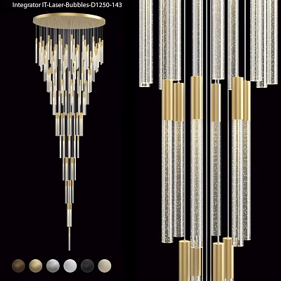 Modern Gold and Crystal Chandelier with Vertical Pendants for Interior Design 3d model
