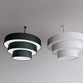 Modern Multi Layered Circular Pendant Lights In Dark Green And White