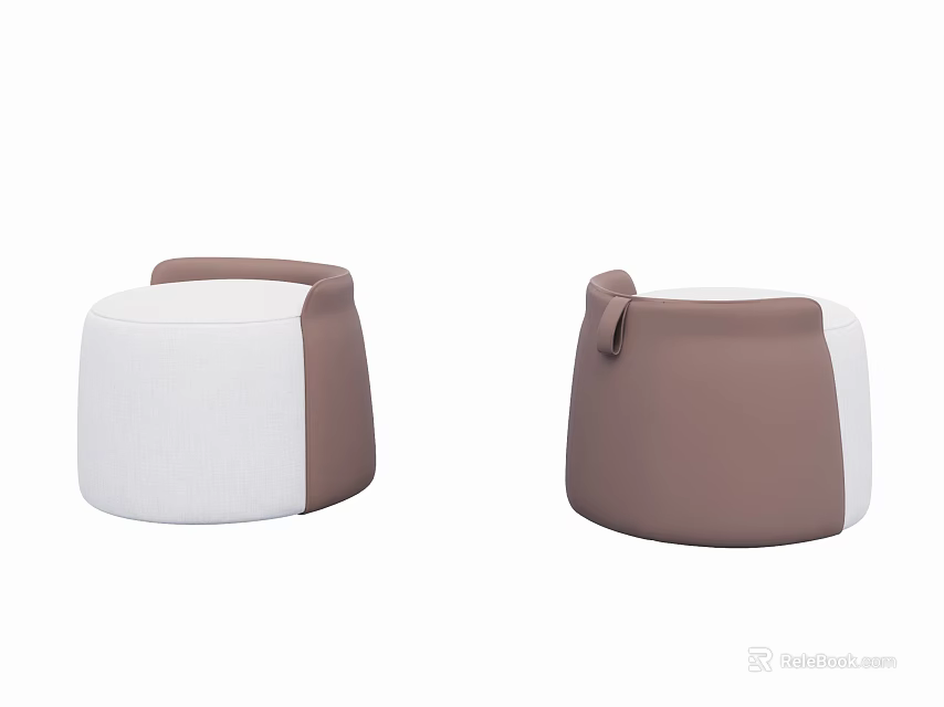 Modern Two Tone Footstools With White And Brown Upholstery In Contemporary Design 3d model 