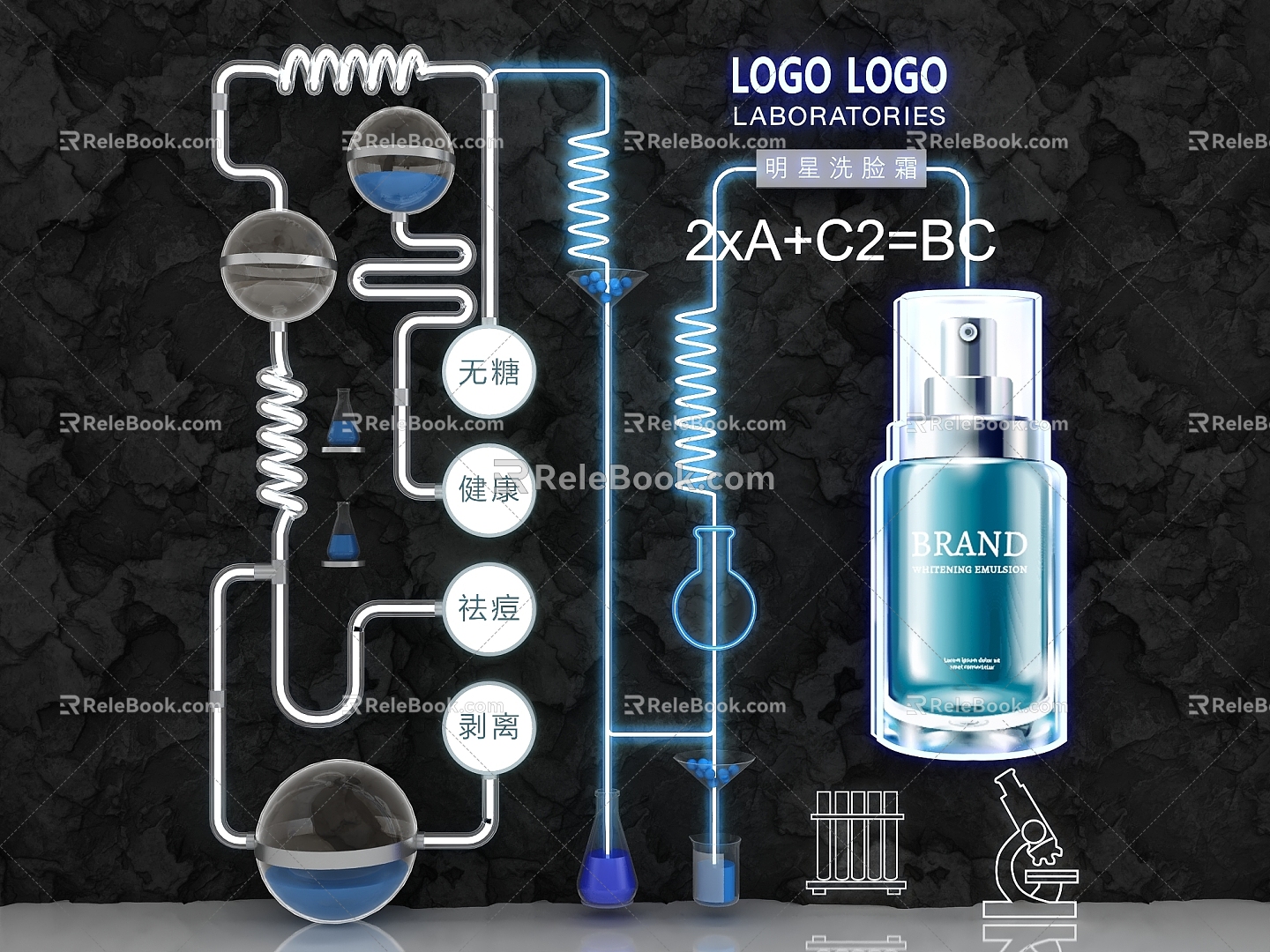 Laboratory Elements Chemical Equipment Test Tube Cosmetic Display Display Pipe Glassware 3d model