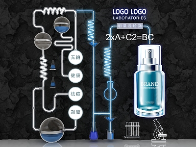 Laboratory Elements Chemical Equipment Test Tube Cosmetic Display Pipe Glassware 3d model