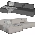 Modern Comfortable Sectional Sofa With Soft Upholstery Pillows And Throw Blanket 3d model