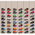Array of Colorful Shoes Hanging on Wall Display with Diverse Styles