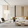 Modern Living Room Interior Design With White Sofa Coffee Table Floor Lamp And Wall Artwork