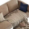 Cozy Modern Two Seater Sofa With Soft Blanket And Decorative Pillows
