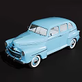 Light Blue Classic Station Wagon With Vintage Design And White Wheels