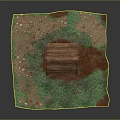 Traditional Well Structure With Wooden Roof Stone Base And Green Grass On Reddish Brown Platform