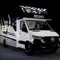 White TEAMO Van With Black Stripes Modern Exterior And LED Lights Design
