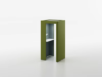Green Public Phone Booth With Open Door And White Shelf Modern Design 3d model