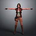 3D Female Game Movie Character with Brown Hair Vest Pants Boots and Utility Belt