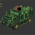 Green Military Armored Vehicle With Armored Structure Large Wheels And Top Mounted Weapon
