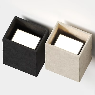 Set of Two Modern Square Ceiling Lights in Black and Beige Finish 3d model