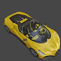 Yellow Bugatti Sports Car With Sleek Design And Black Convertible Top