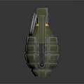 Green Military Hand Grenade With Metal Body Ribbed Surface And Safety Pin