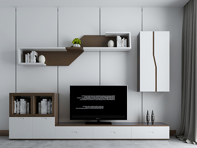 Modern TV background wall TV cabinet combination model