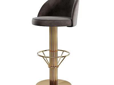 Elegant Modern Bar Stool With Dark Velvet Seat And Gold Metal Frame 3d model