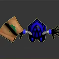 Hedgehog in Blue and Black Armor With Helmet Holding Orange Scroll And Green Question Mark