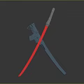 Crossed Swords With Blue Hilt Silver Blade And Red Glowing Effect