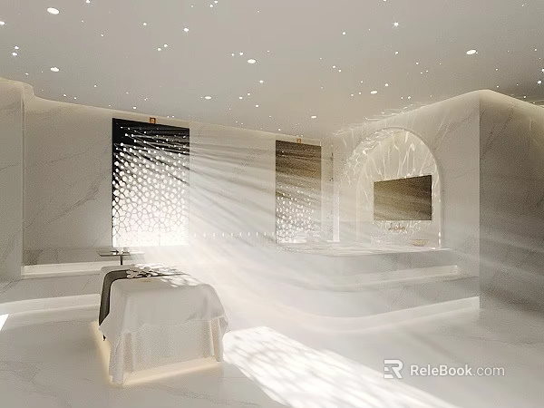 Modern Luxurious SPA Room With Massage Bed And Starry Ceiling 3d model 