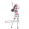 Game Anime Character AI.Chamine With Rabbit Ear Headband Long Hair White Outfit Dancing Pose