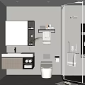 Modern Bathroom Interior Design With Vanity Mirror Toilet Glass Shower And Marble Tiles