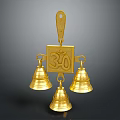 Golden Spiritual Hanging Ornament With Om Symbol And Three Decorative Bells