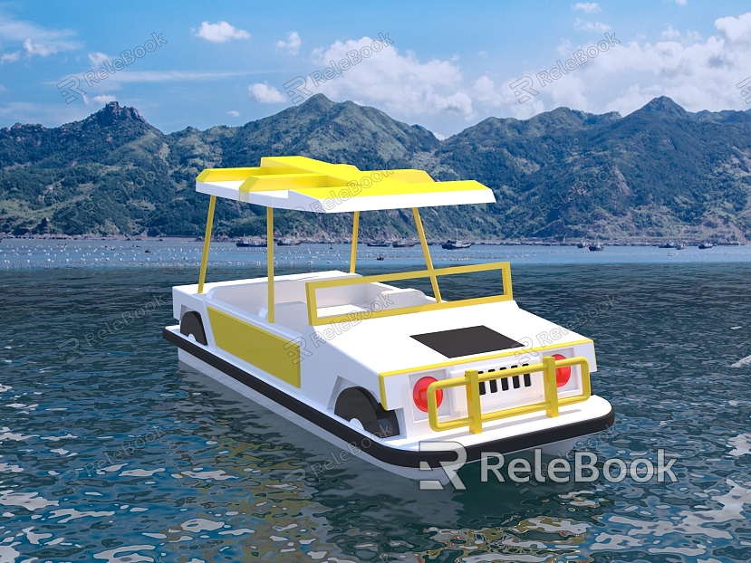 Cartoon Hummer Recreation Boat FRP Modeling Equipment Boat City Park Landscape Boat Playground Scenic Yacht Electric Four Person Recreation Boat model