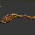 Orange Dragon Sculpture With Detailed Carving Curved Body And Intricate Scales Design