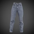 Blue High Waist Straight Leg Jeans In Denim Fabric With Classic Pockets And Button Closure