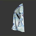Loose Fit Blue And White Chiffon Shirt With Colorful Patterns And Flowy Design