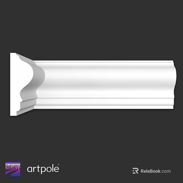 White Decorative Molding For Interior Architectural Decoration With Smooth Curved Edges And Classic Profile 3d model 