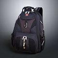 Black Backpack With Multiple Zippers Red Logo And Functional Design Features 3d model