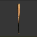 Wooden Baseball Bat With Engraved Design Red Ring Accent And Black Handle Sports Equipment