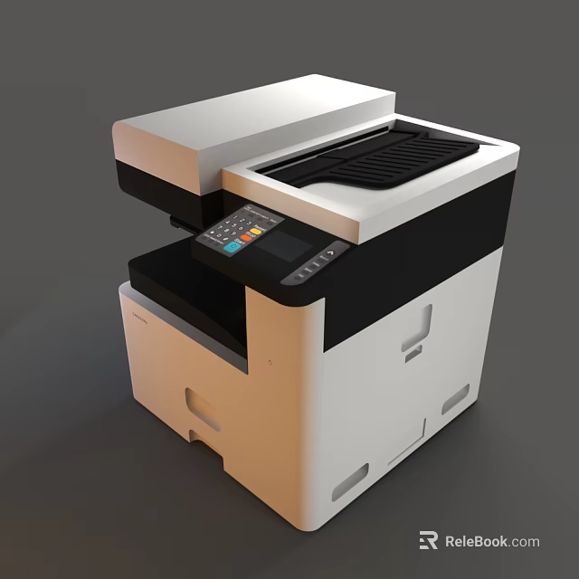 Office Appliance Modern Multifunctional White Black Design with Print Copy Control Panel for Office Use 3d model 