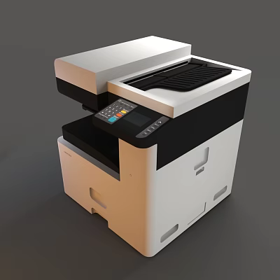 Office Appliance Modern Multifunctional White Black Design with Print Copy Control Panel for Office Use 3d model
