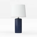 Elegant Table Lamp With White Fabric Lampshade And Dark Blue Textured Ceramic Base 3d model