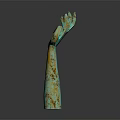 Turquoise Arm Sculpture With Yellow Rust Patina And Artistic Design