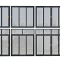 Black Frame Glass Sliding Doors With Various Panel Designs For Home Use 3d model