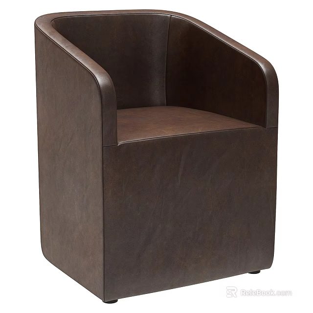 Modern Brown Leather Stool With Armrests And Sturdy Design For Indoor Use 3d model 
