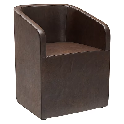 Modern Brown Leather Stool With Armrests And Sturdy Design For Indoor Use 3d model