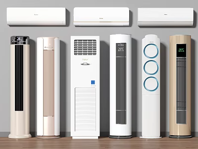 Modern Air Conditioners And Fans Collection With Wall Mounted And Floor Standing Designs 3d model