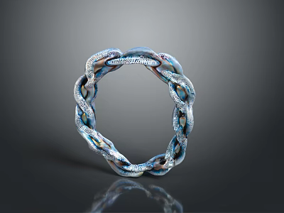 Elegant Fashionable Blue And Silver Intertwined Chain Bracelet With Sparkling Accents 3d model
